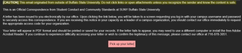 Screenshot of Email Notice
